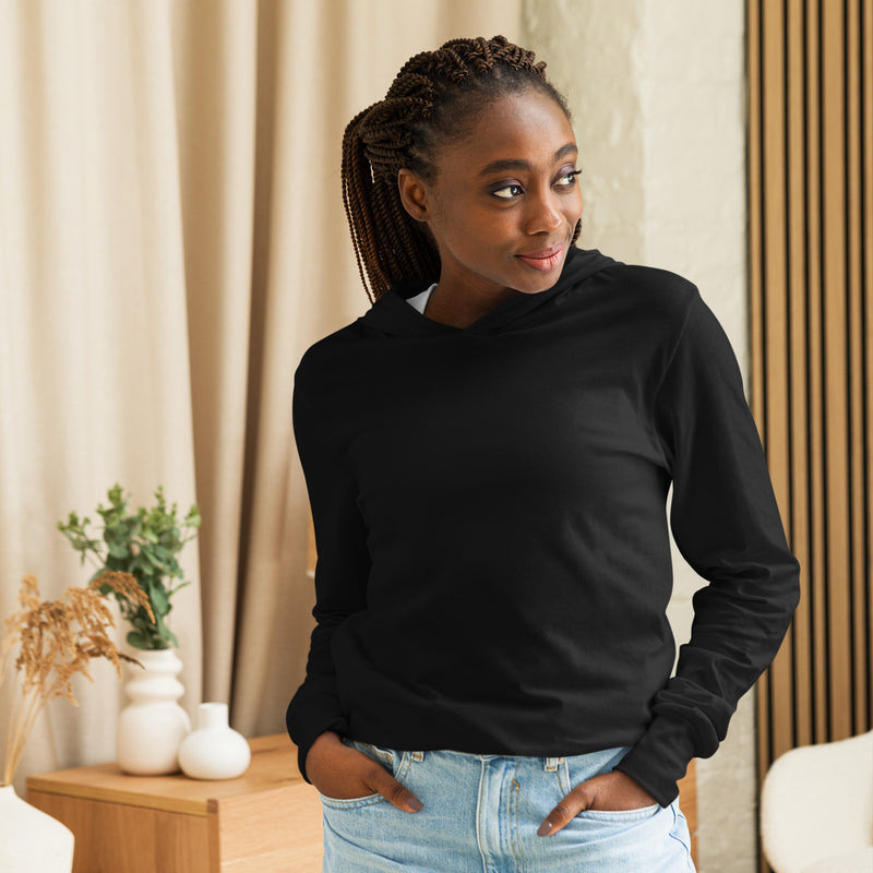 Black hooded long-sleeve tee